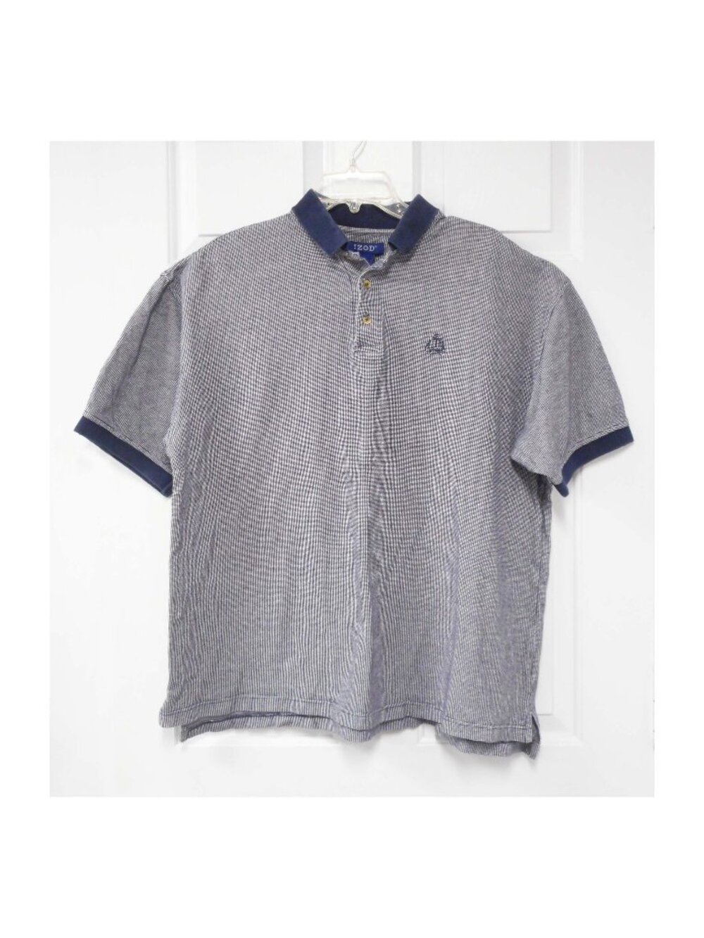 IZOD cotton Polo Shirt - Mens XL - Short Sleeve - Navy Blue/White